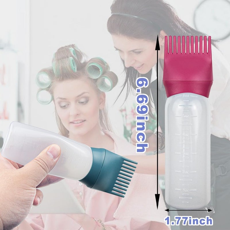 ELANE 4 Pack Root Comb Applicator Bottle, Hair Oiling Applicator for Hair Dye, Shampoos, Salons (Red+Green) - Image 2